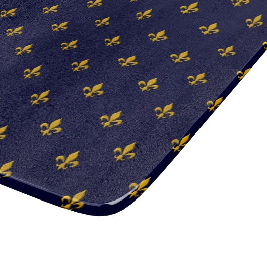 Golden Fleur de Lis op Navy Blue Snijplank (Hoek)