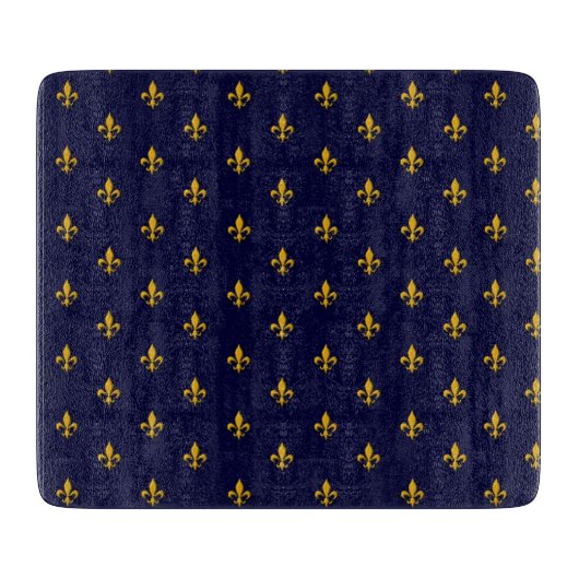 Golden Fleur de Lis op Navy Blue Snijplank (Voorkant)