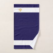 Golden Fleur de Lis op Navy Blue & White Bad Handdoek (Handdoek)