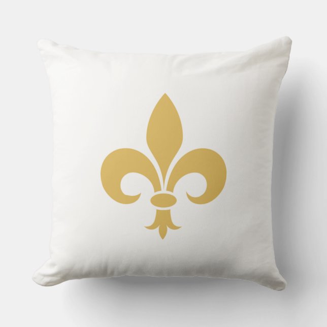 Golden Fleur de Lis op White Kussen (Voorkant)