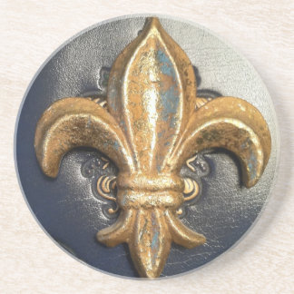 Golden Fleur de lis over Onderzetter voor blauwe a