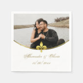 Golden Fleur de Lis Photo Wedding Napkins Servet (Voorkant)