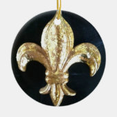 GOLDEN FLEUR DE LIS PRINT KERAMISCH ORNAMENT (Voorkant)