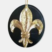 GOLDEN FLEUR DE LIS PRINT KERAMISCH ORNAMENT (Links)