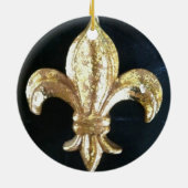 GOLDEN FLEUR DE LIS PRINT KERAMISCH ORNAMENT (Achterkant)