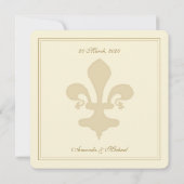 Golden Fleur de Lis Scroll Formal Wedding Kaart (Achterkant)