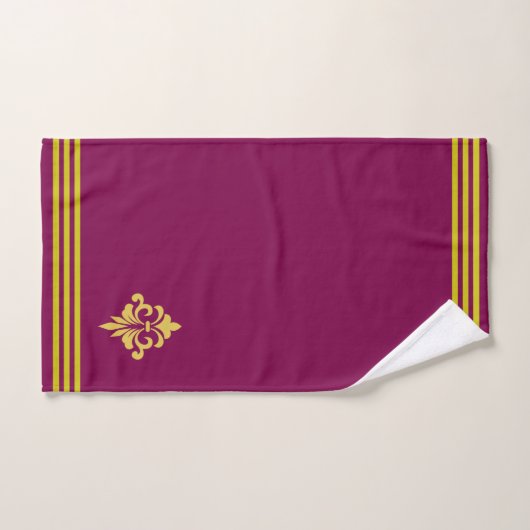 Golden Fleur de Lis, Three Stripes on Maroon Bad Handdoek (Handdoek)