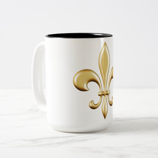 Golden Fleur De Lis Tweekleurige Koffiemok (Voorkant links)