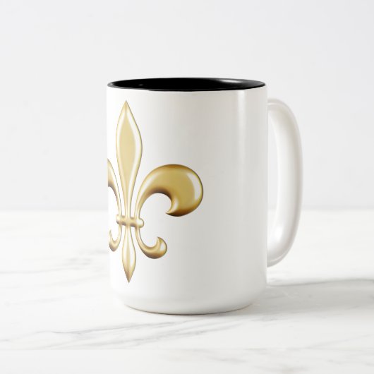 Golden Fleur De Lis Tweekleurige Koffiemok (Voorkant rechts)