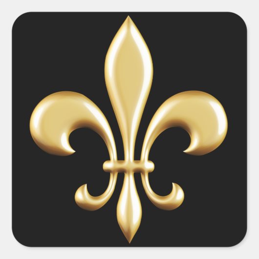 Golden Fleur De Lis Vierkante Sticker (Voorkant)
