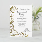 Golden Fleur de Lis Vine Engagement Party over wit Kaart (Staand voorkant)
