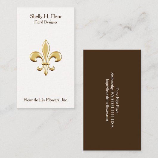 Golden Fleur De Lis Visitekaartje (Voorkant / Achterkant)