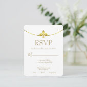 Golden Fleur de Lis Wedding RSVP Kaart (Staand voorkant)