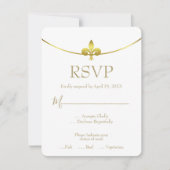 Golden Fleur de Lis Wedding RSVP Kaart (Voorkant)