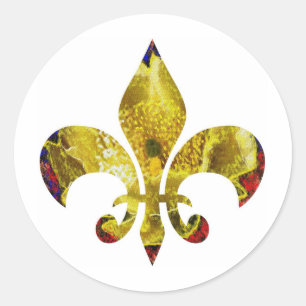 Golden Fleur-de-Lis; ZazzleRocks-serie Ronde Sticker