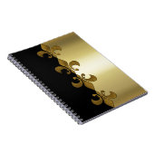 Golden Fleur-de-lis zwarte gouden monogram Notitieboek (Rechterzijde)