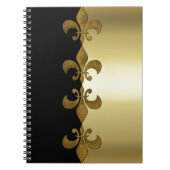 Golden Fleur-de-lis zwarte gouden monogram Notitieboek (Voorkant)
