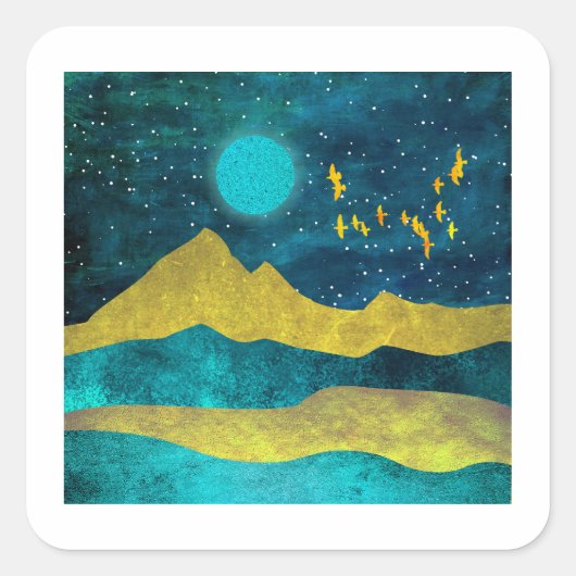 Golden Flock Vierkante Sticker (Voorkant)