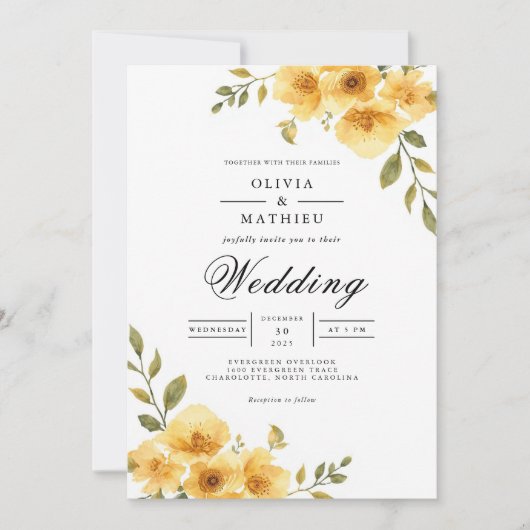 Golden Floral Arch Romance bruiloft Kaart (Voorkant)