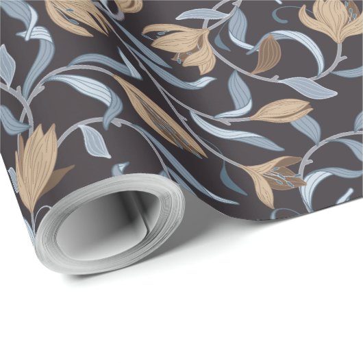 Golden Floral Arts & Crafts Cadeaupapier (Rol Hoek)