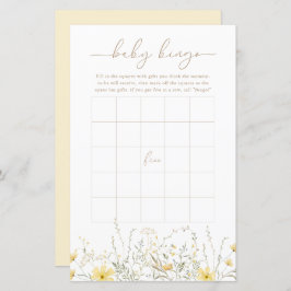 Golden Floral | Baby Bingo Game Kaart