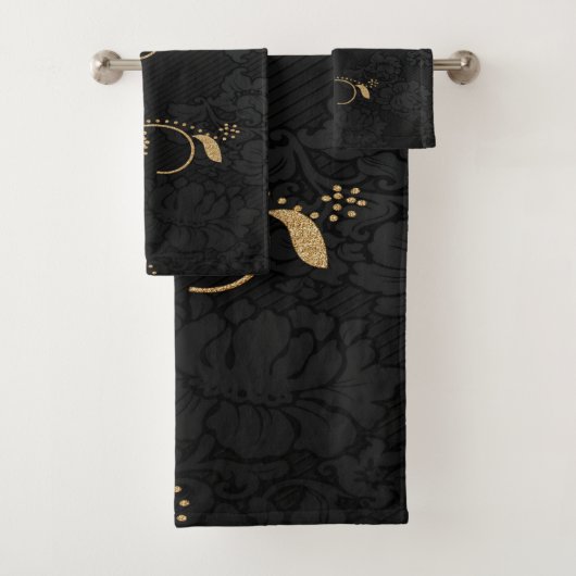 Golden floral bad handdoek (Insitu)