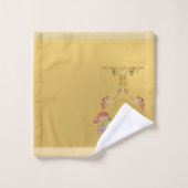 Golden Floral Bad w/Naam Handdoek Set (Wasdoekje)