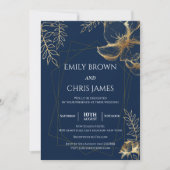 Golden Floral Blooming | Moderne bruiloft-ceremoni Kaart (Voorkant)