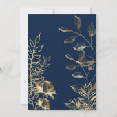 Golden Floral Blooming | Moderne bruiloft-ceremoni Kaart (Achterkant)