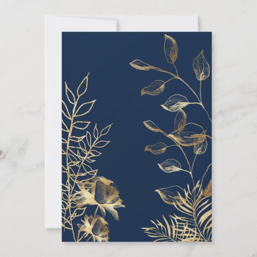 Golden Floral Blooming | Moderne bruiloft-ceremoni Kaart (Achterkant)