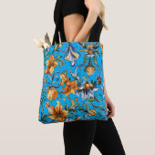 Golden Floral & Blue Iris Scroll Canvas tas (Dichtbij)