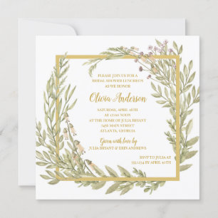 Golden Floral Border Bridal Luncheon Kaart