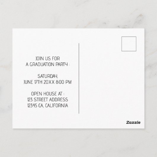 Golden Floral Border Foto Afstuderen Uitnodiging (Achterkant)