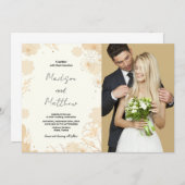 Golden Floral bruiloft uitnodigingen met foto (Voorkant / Achterkant)