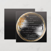 Golden Floral Bubble Birthday Black Ombre Kaart (Voorkant / Achterkant)