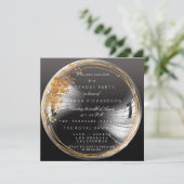 Golden Floral Bubble Birthday Black Ombre Kaart (Staand voorkant)