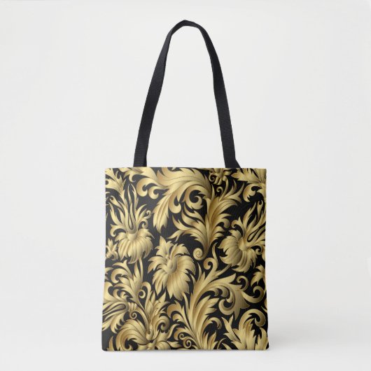 Golden Floral Canvas tas (Voorkant)