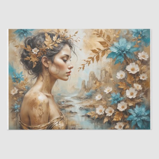 Golden Floral Charm Decoupage Tissuepapier (Voorkant)