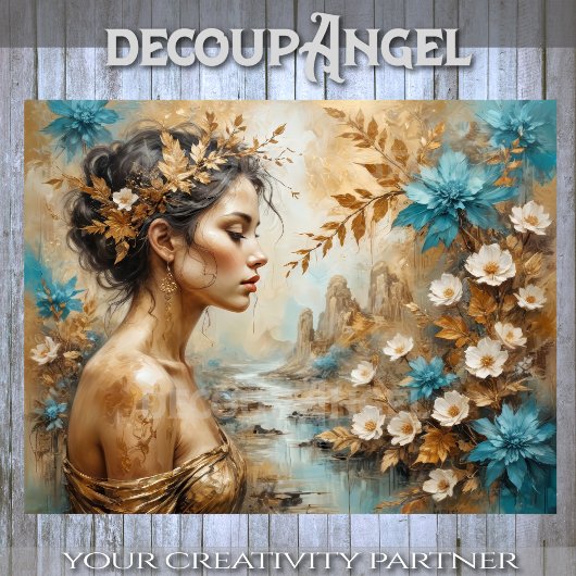 Golden Floral Charm Decoupage Tissuepapier