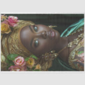 Golden Floral Crown Regal Portrait Decoupage Tissuepapier (Voorkant)