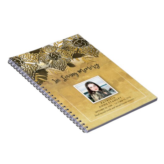 Golden Floral Custom Funeral Book Register Notitieboek (Rechterzijde)