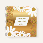 Golden Floral Daisy Notitieboek met letter A (Voorkant)