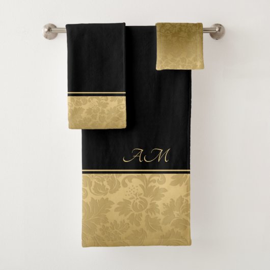 Golden Floral Damask Bad Handdoek (Insitu)