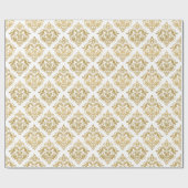 Golden Floral Damask Geometric Pattern Cadeaupapier (Vlak)