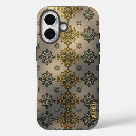 Golden Floral Damask op grijs Case-Mate iPhone Case (Achterkant)