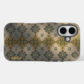 Golden Floral Damask op grijs Case-Mate iPhone Case (Achterkant (horizontaal))