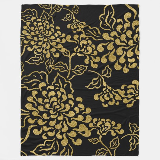 Golden Floral design op elke kleur Fleece Deken (Voorkant)