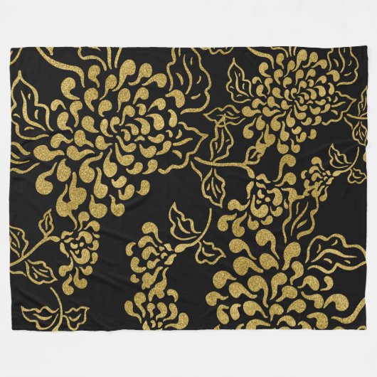 Golden Floral design op elke kleur Fleece Deken (Voorkant (Horizontaal))