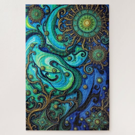 Golden Floral Elegance Legpuzzel (Verticaal)