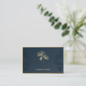 Golden Floral Elegant Flower Luxury Monogram Visitekaartje (Staand voorkant)